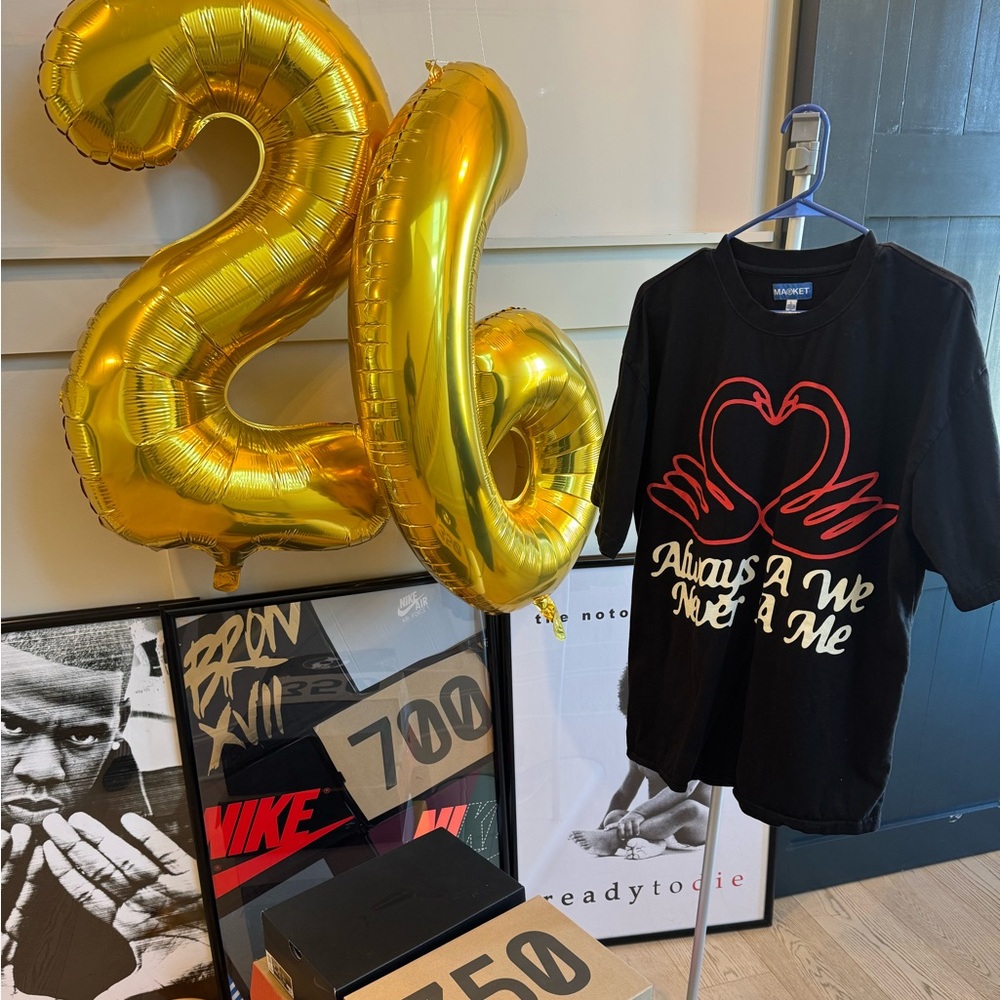 Pre owned oversized MArket ‘Always a we, never a me’ Black T-Shirt